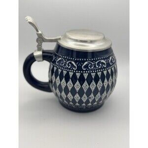 Vintage German Munich Bavaria Gerz Kaiser Cobalt Blue Beer Lidded Stein 5"